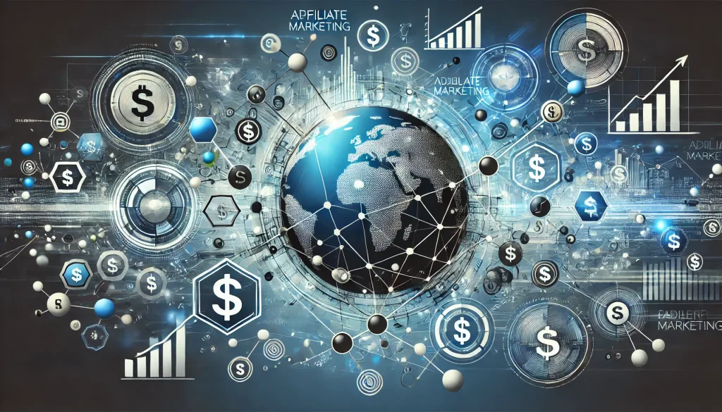 Abstract representation of global connections and digital marketing, inspired by PeerFly affiliate network